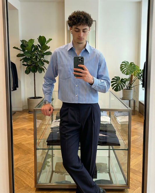 STND. Azure Cropped Tailored Shirt (men)